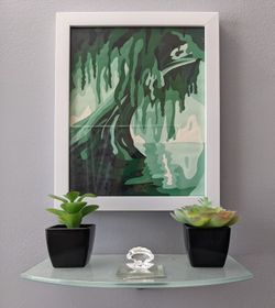 8"x10" Framed Green Monochromatic Painting