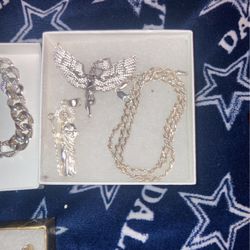 Real Silver And 10k Gold Pendants And Chains 