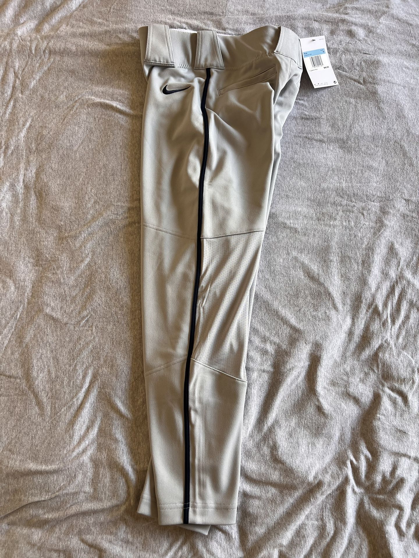 Nike BOYS Vapor Select Full Length Piped Baseball Pants Grey / Navy Size KIDS Large BQ6426-056