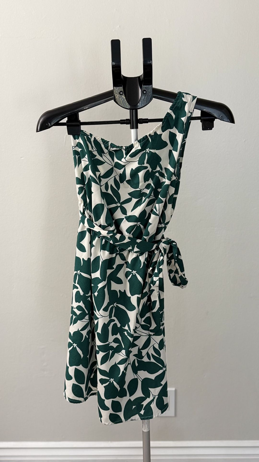 SHEIN One Shoulder Green Leaf Dress — Size S