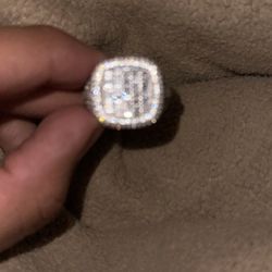 Silver And  Moissanite Ring 