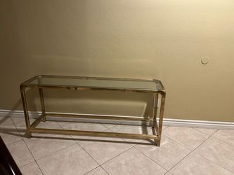 Gold Metal and Glass Console Table