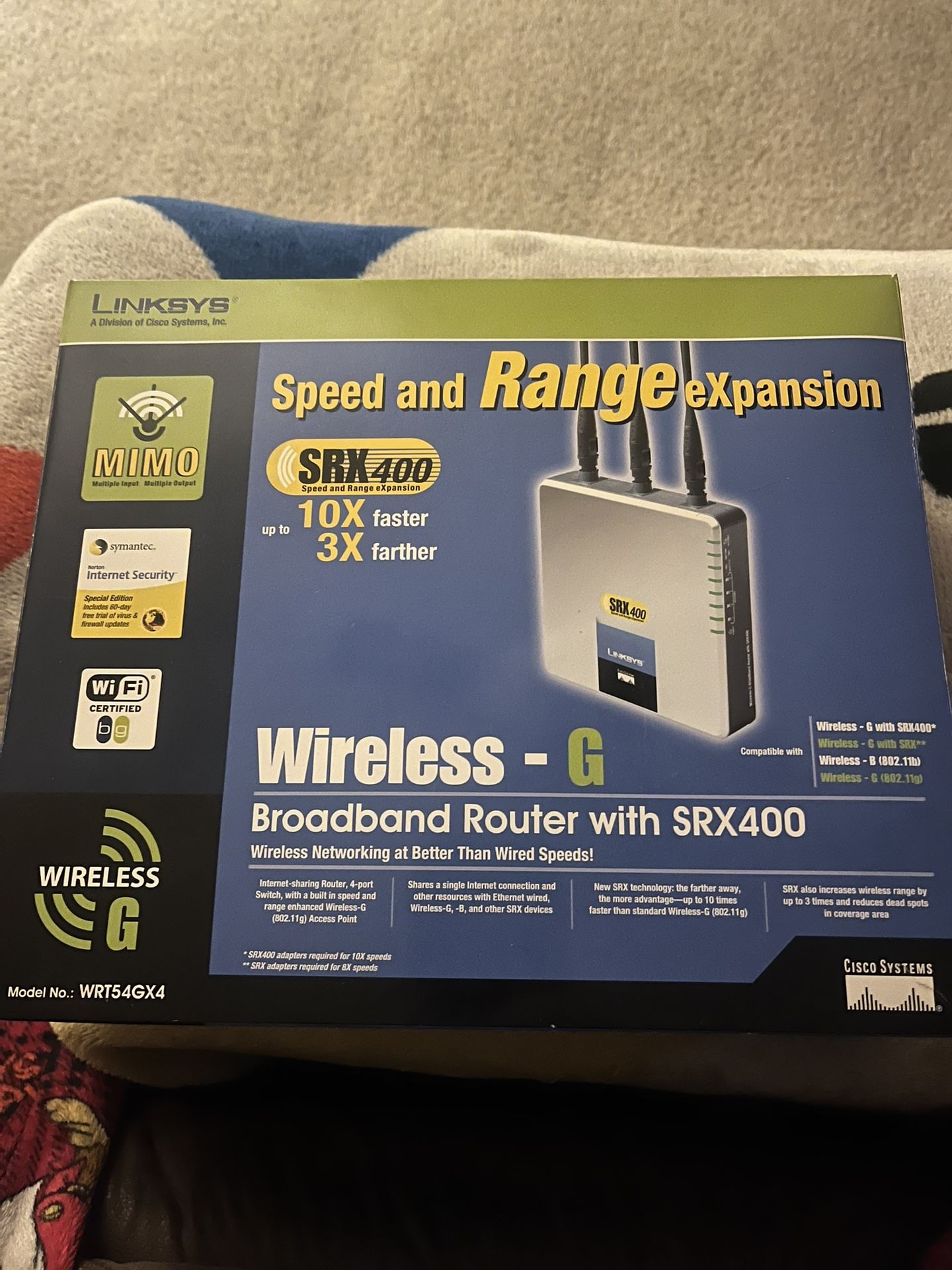 Linksys Speed And Range Expansion Broadband Router With SRX400 Wireless-G