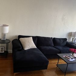 Sectional black Velvet Sofa $320