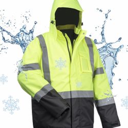 TOOLANT Safety Jacket  ANSI/ISEA 107-2020 Class 3 With Hood Size 2XL Reflective
