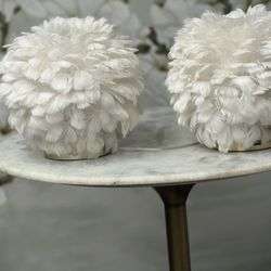 Elegant Feather Table Lamps – Soft Ambient Accent w/ Lighting Integrated USB Charging Port (5V DC / 1A) (Set of 2) 