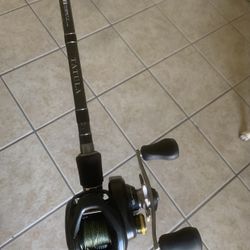 Daiwa Heavy Action Baitcasting Rod Paired Up With A Curado K 7.4 Gear Ratio 