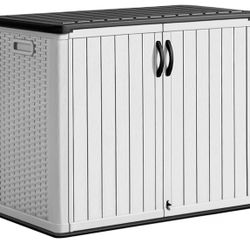 🔥Brand new in box 🔥Outdoor Horizontal Storage Sheds 27 Cu.ft Resin Large Storaged Box Weather Resistance, Without Shelf, Easy to Assemble, Prefect f