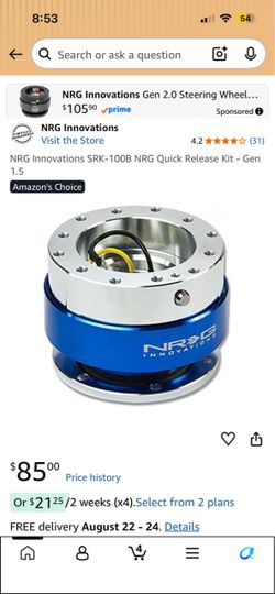 NRG Innovations SRK-100B NRG Quick Release Kit - Gen 1.5
