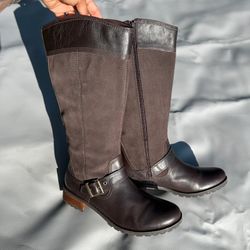 Timberland Women’s Brown Leather & Suede Tall Boots Size 10