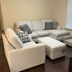 Ashley Couch w/chaise lounger, Oversized Chair w/ Ottoman