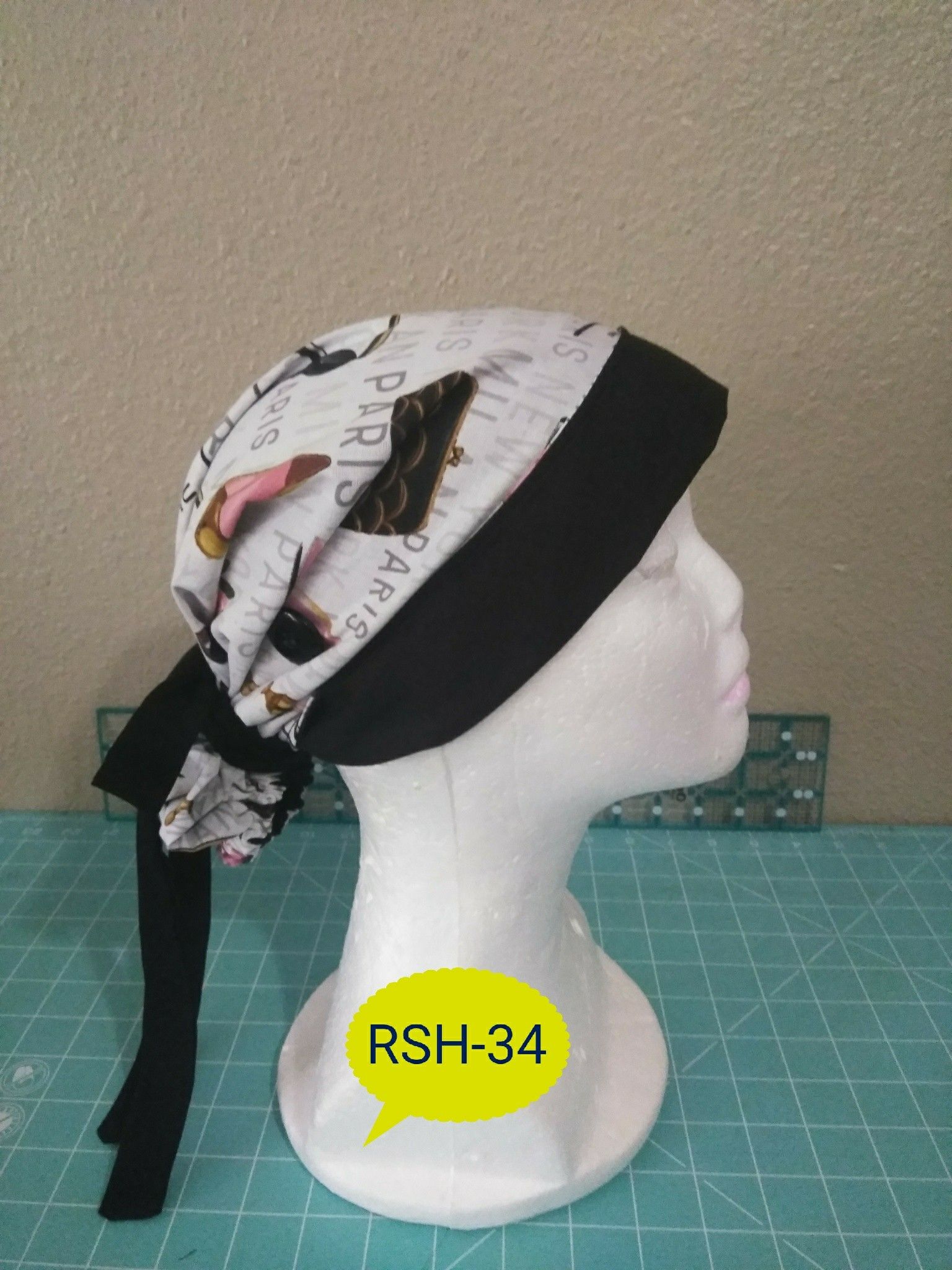 Two Tone Reversible Surgical Hat with Buttons