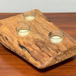 Live Edge Spalted Wood Tea Light Candle Holder By Tote Road
