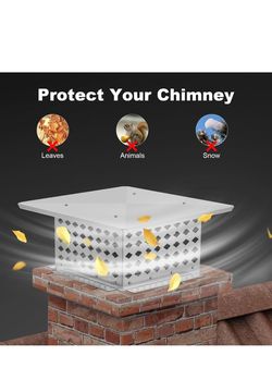 Chimney Cap, 13" 13" Flue Caps, 304 Stainless Steel X Fireplace Chimney Cover Mesh Chimney Flue Cover for Outside, with Adjustable Metal Strips, Screw