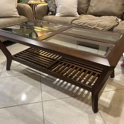 3-Piece Coffee & End Table Set – Wood & Glass