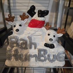 “Bah HumBug” Christmas Decoration (Santa & Reindeer Figurine)