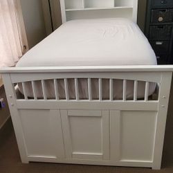 Pre-owned Twin Captain Bed with drawers, mattress & bookcase  $400 