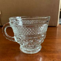 Vintage Anchor Hocking WEXFORD Set of 6 Clear Glass Punch Coffee Cups 