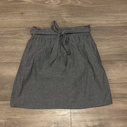 ALYA Small Gray Jean Mini Skirt - Elastic Waist w/ Belt