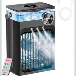 4 in 1 Evaporative Air Cooler with 1200ML Tank, Queit Cooling Fan with Remote Control
