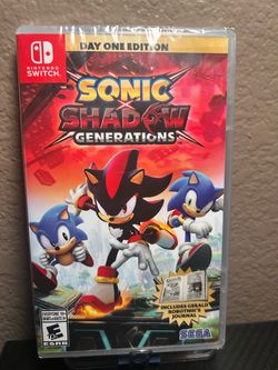 Nintendo Switch Day One Edition of Sonic × Shadow Generations by Sega. Still sealed in original plastic wrap. Includes Gerald Robotnik's Journal. Rate