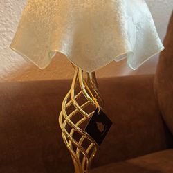 PartyLite Vintage  Paragon Spiral Brass Tea Light Candle Lamp W/Glass shade
