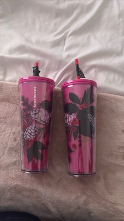 Starbucks Pink Floral Cold Cup Tumblers – Set of 2