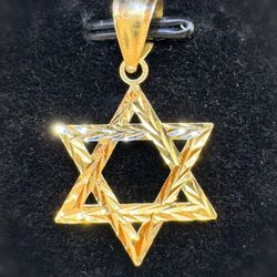 14k solid yellow gold David Star pendant charm