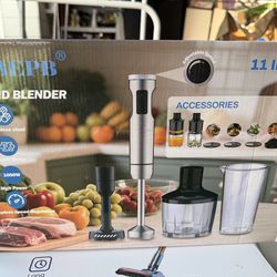 Handheld Immersion Blender Bundle, 1000W Powerful 11-in-1 Set for Smoothies,Orange Juicer,Minced meat,Milk frother,Egg Beater, Dough Hook, Vegetable C
