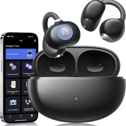 Open Ear Earbuds Clip-On Headphones, Lightweight Comfort Open Ear Clip Wireless Earbuds, 48H Play Bluetooth 5.4 Headphones with 163 Languages AI Trans