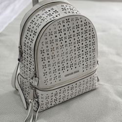 Michael Kors Rhea leather backpack white medium laser cutout