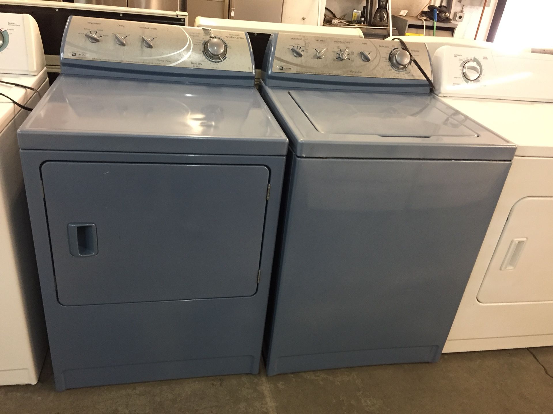 Maytag blue washer and dryer set