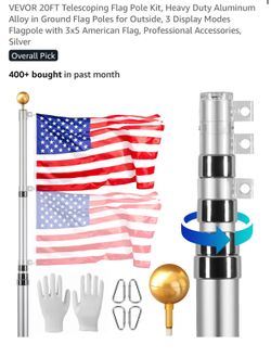 20FT Telescoping Flag Pole Kit with Flag