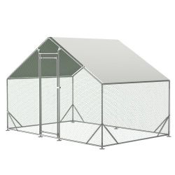 Large Metal Chicken Coop, Walk-in Chicken Run,Galvanized Wire Poultry Chicken Hen Pen Cage, Rabbits Duck Cages with Waterproof and Anti-Ultraviolet Co