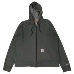 Carhartt Delmont Hoodie Mens Large L Gray Jacket Sweatshirt Relaxed Fit Full Zip