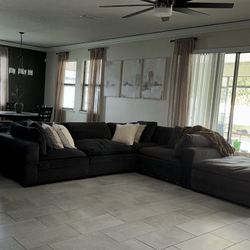 Cloud Sectional 5 Pieces Including Ottoman (dark Gray) 