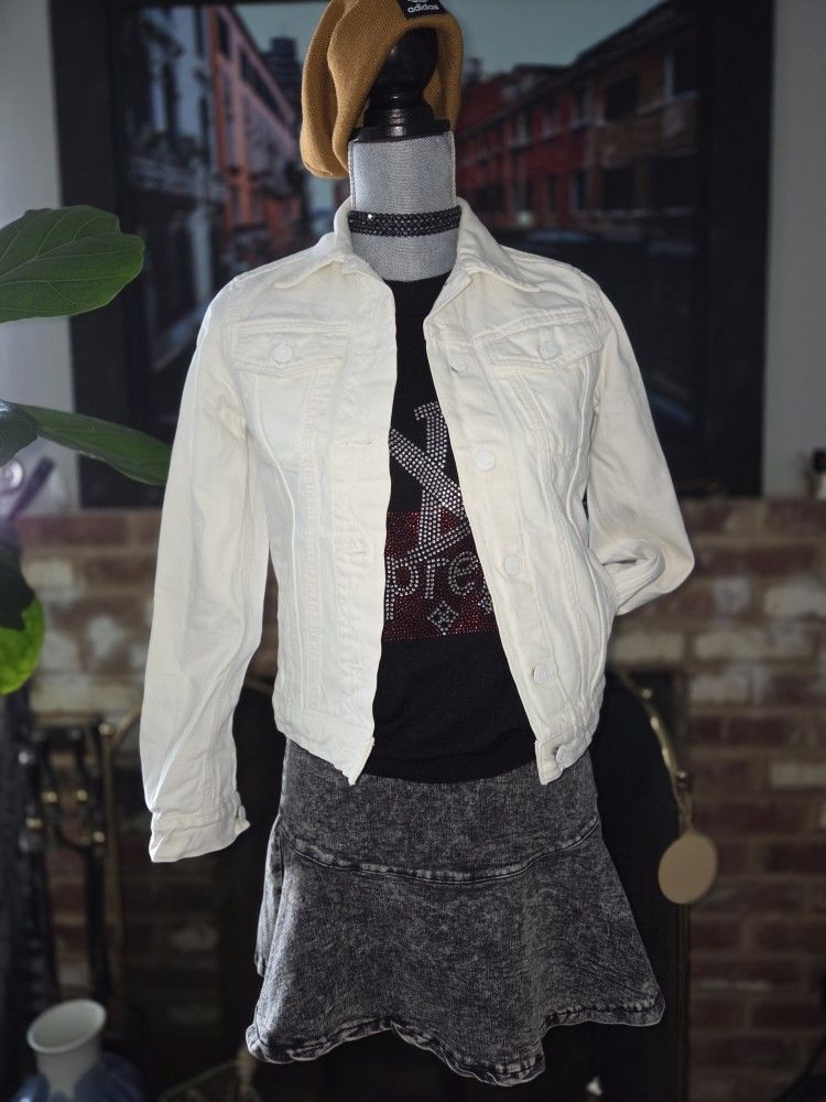 GAP 1969 Icon XS Denim Jacket Optic White 100% Cotton