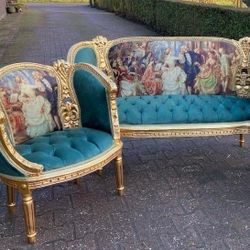 French Provencial Furniture Chair And Loveseat 