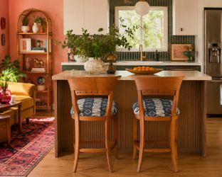 Set of 2 Counter Height Stools with Shibori Upholstery