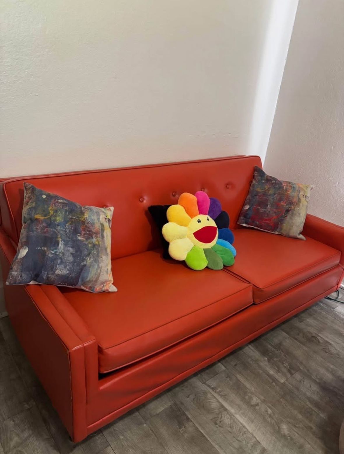 Vintage 1970's MCM Burnt Orange Sleeper Sofa