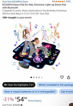 Dance Mat for Kids, Electronic Light-up Dance Pad with Bluetooth