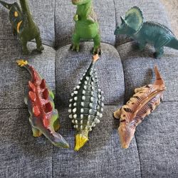 2005 Toy Major Trading Co. Squeezy Toy Dinosaur Lot Of 6. T Rex Triceratops 
