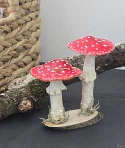 Decor mushrooms Amanita Fly agaric figurine Handmade
HEIGHT: 3 INCHES
WIDTH: 3 INCHES
Amanita handsculpted figurine on wood slice. 
A nice and creativ