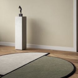 8x8 Round Abstract Modern Wool Rug - Green and Cream