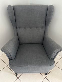 Gray Fabric Wingback Accent Chair
