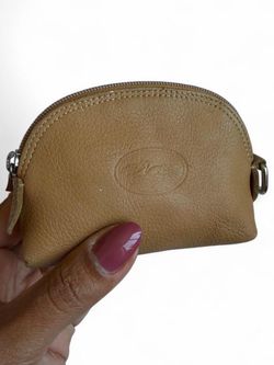 Longchamp tan leather coin purse