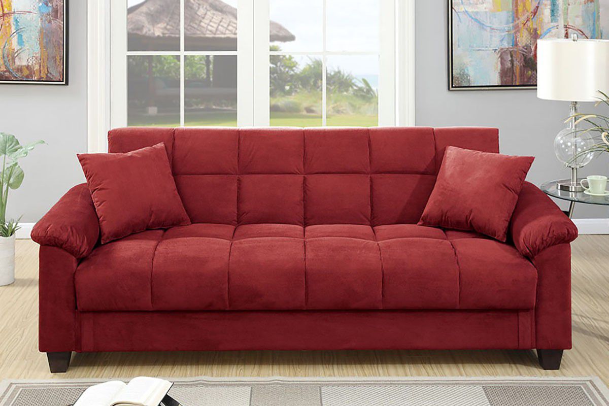 Brand New Red Futon Sofa Storage Sleeper