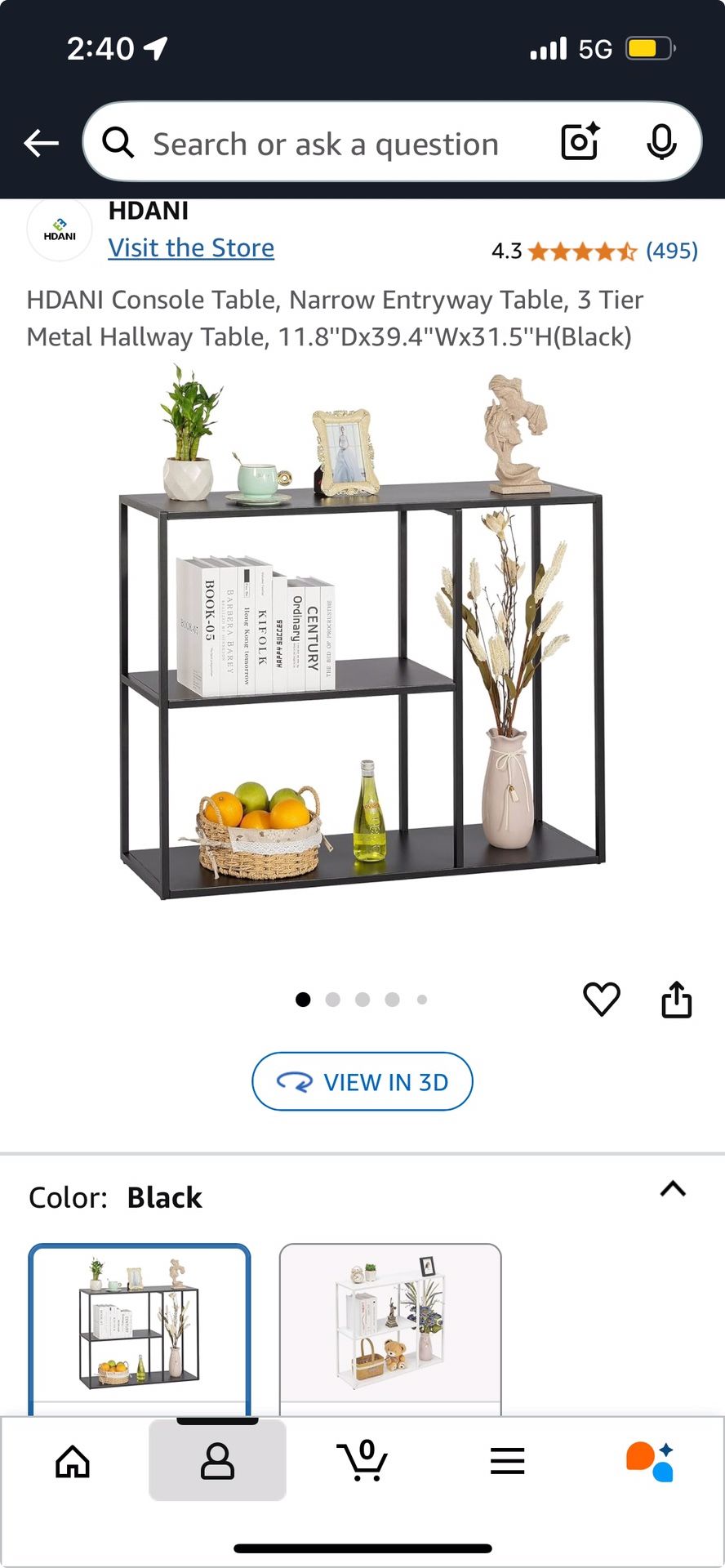 Narrow Black Entryway Table