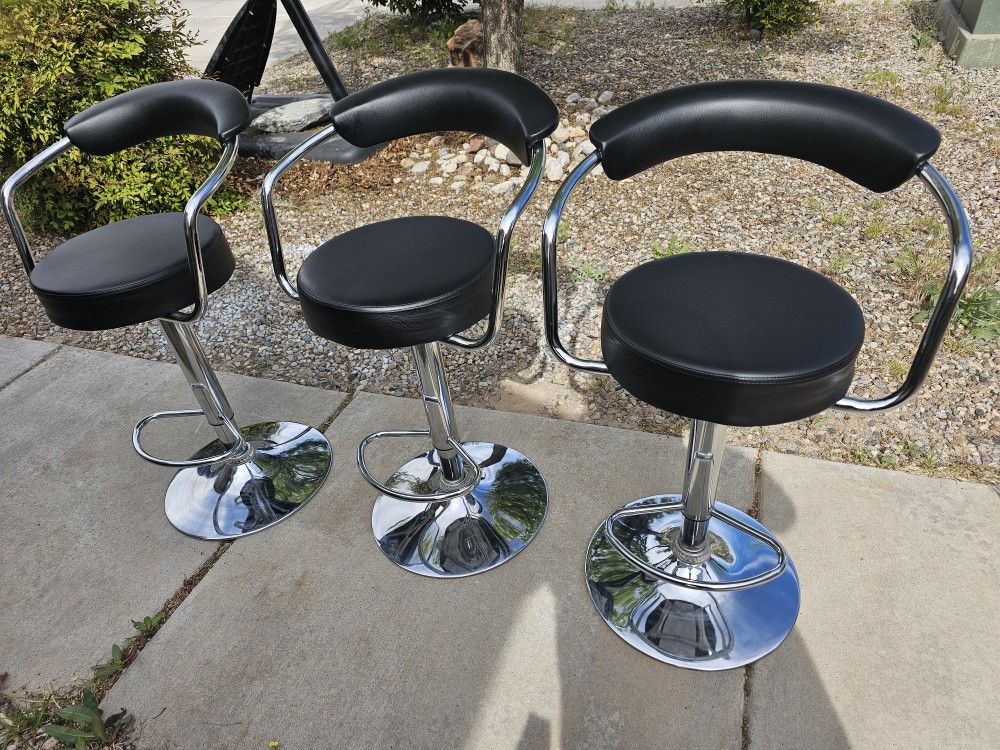 3 Modern Adjustable/Swivel Bar Stools 