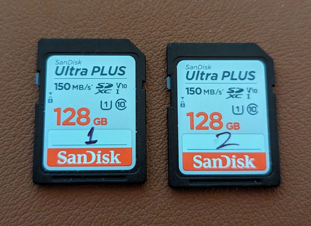 2x 128G SanDisk Ultra Plus SDXC Cards